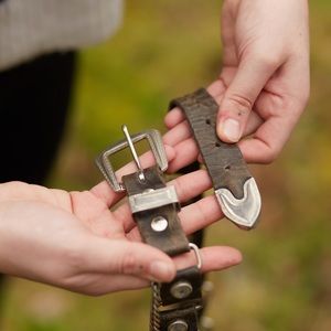 Vintage leather and chain belt